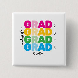 Bóton Quadrado 5.08cm Colorful and customized Name and Year Grad 