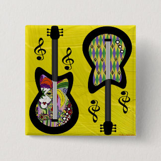 Bóton Quadrado 5.08cm Colorful Mardi Gras Guitars