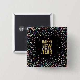 Bóton Quadrado 5.08cm Colorida Confetti Ano Novo Pino do Botão do Partid