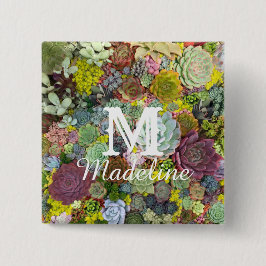 Bóton Quadrado 5.08cm Colorida Greenerent Succulents