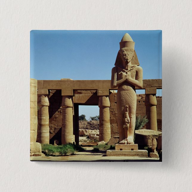Bóton Quadrado 5.08cm Colosso de Ramesses II: estátua ereta de (Frente)