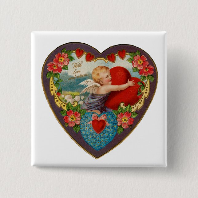 Bóton Quadrado 5.08cm Com amor e esteem (Frente)