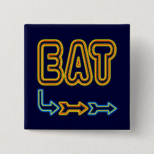 Bóton Quadrado 5.08cm Coma Arte de Sinalização Neon Retro