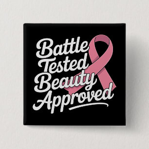 Bóton Quadrado 5.08cm Combate à Sobrevivência do Cancer de Fita Rosa
