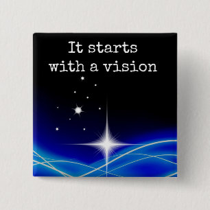 Bóton Quadrado 5.08cm Começa com um Pin da visão