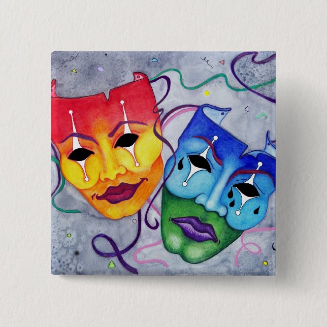 Bóton Quadrado 5.08cm Comédia e Tragédia (Frente)