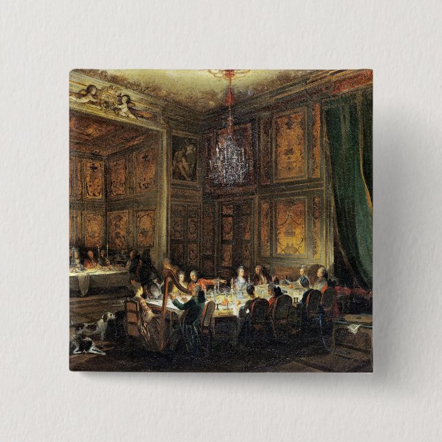 Bóton Quadrado 5.08cm Comensal do príncipe de Conti no templo (Frente)