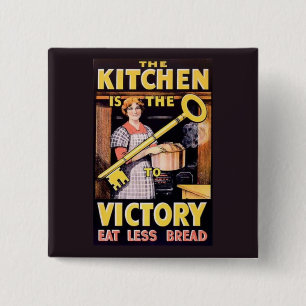 Bóton Quadrado 5.08cm Comida do vintage WW1 que raciona a cozinha