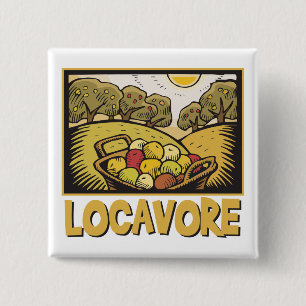 Bóton Quadrado 5.08cm Comida lenta de Locavore