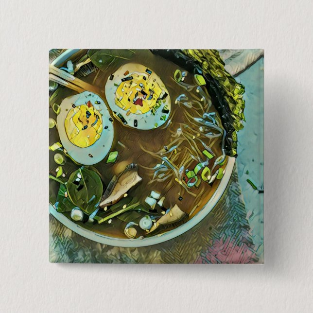 Bóton Quadrado 5.08cm Comidas japonesas (Frente)