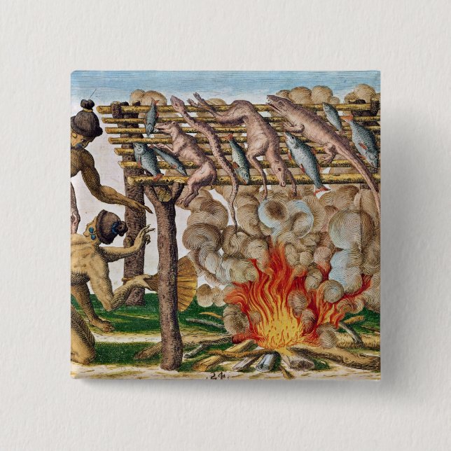 Bóton Quadrado 5.08cm Como grelhar animais, 'de Narratio Brevis (Frente)