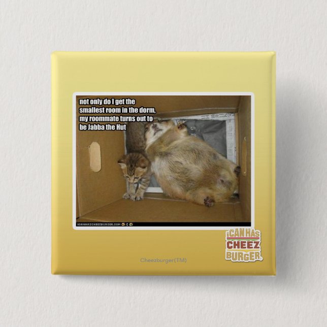 Bóton Quadrado 5.08cm Companheiro de quarto gordo (Frente)