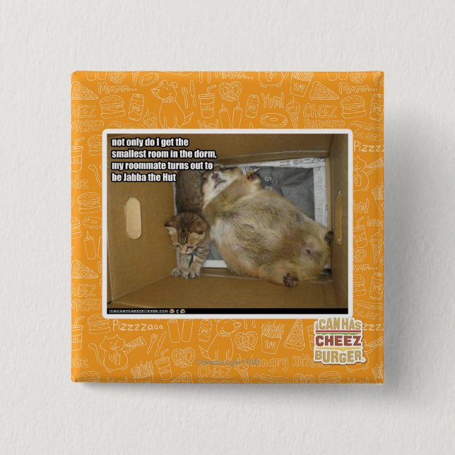 Bóton Quadrado 5.08cm Companheiro de quarto gordo (Frente)