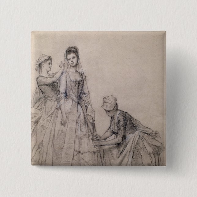 Bóton Quadrado 5.08cm Comparecimento à noiva (Frente)