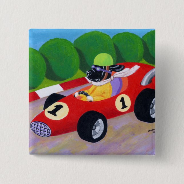 Bóton Quadrado 5.08cm Competindo Labrador preto (Frente)