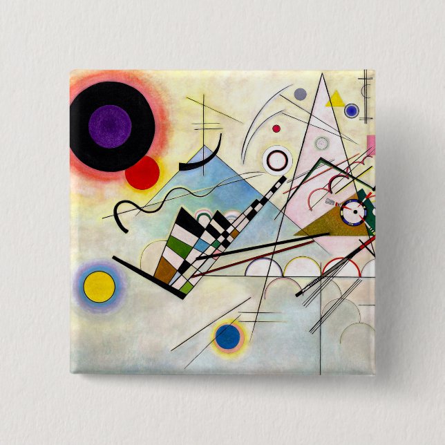 Bóton Quadrado 5.08cm Composição 8 de Kandinsky (Frente)