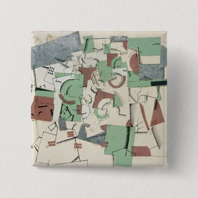 Bóton Quadrado 5.08cm Composição, c.1920 (Frente)