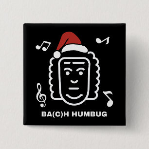 Bóton Quadrado 5.08cm Compositor de Música Clássica Divertida BACH Piada