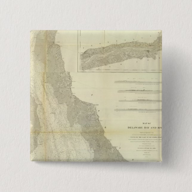 Bóton Quadrado 5.08cm Composto Delaware Bay, Rio (Frente)