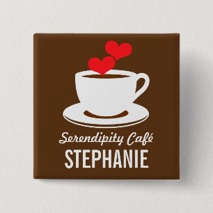 Bóton Quadrado 5.08cm Compro Café Café Personalizado Crachá de Nome