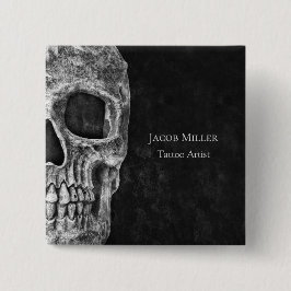 Bóton Quadrado 5.08cm Compro De Tatuagem Branca E Preta Da Cabeça Do Crâ