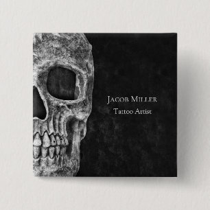 Bóton Quadrado 5.08cm Compro De Tatuagem Branca E Preta Da Cabeça Do Crâ