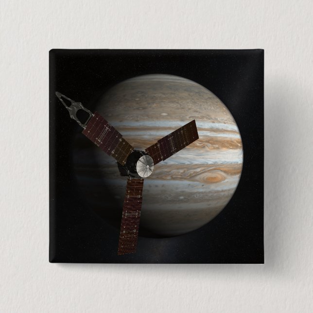 Bóton Quadrado 5.08cm Conceito de artista da espaçonave Juno (Frente)