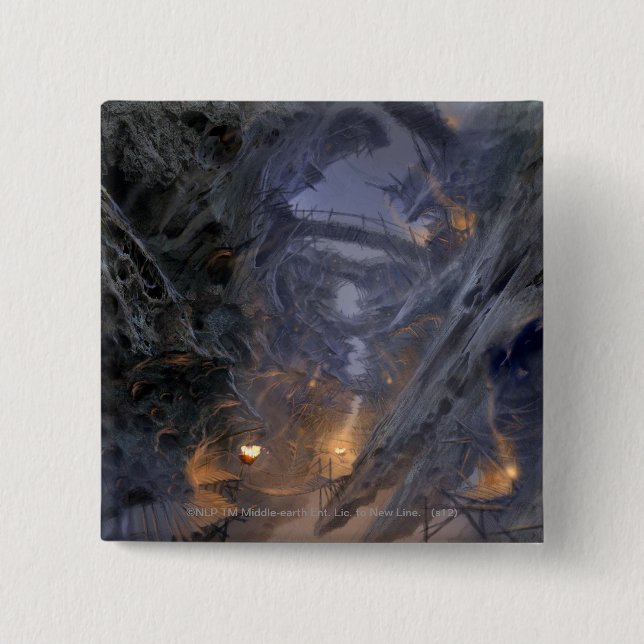 Bóton Quadrado 5.08cm Conceito de Cidade de Goblin - Pontes (Frente)