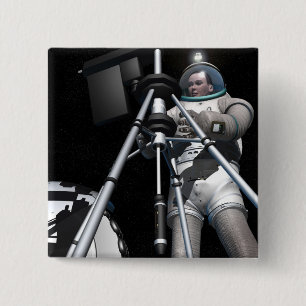 Bóton Quadrado 5.08cm Conceito do artista de exploração espacial futura
