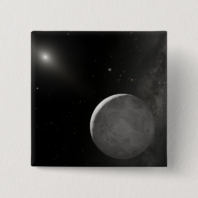 Bóton Quadrado 5.08cm Conceito do artista de objeto Kuiper Belt (Frente)