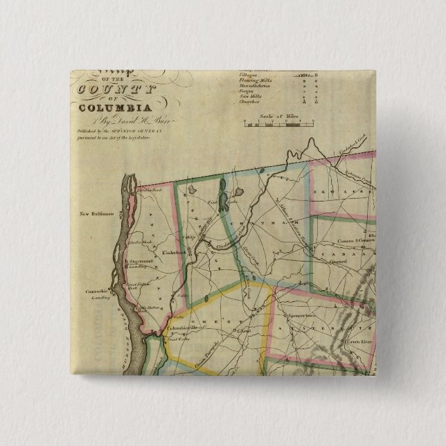 Bóton Quadrado 5.08cm Condado de Columbia (Frente)