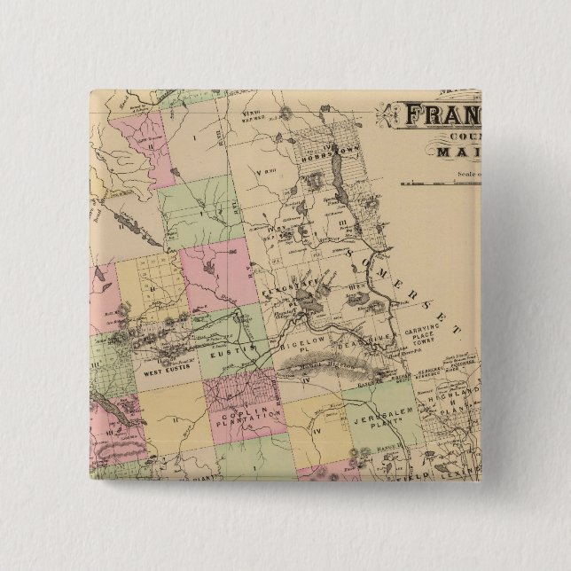 Bóton Quadrado 5.08cm Condado de Franklin, Maine (Frente)