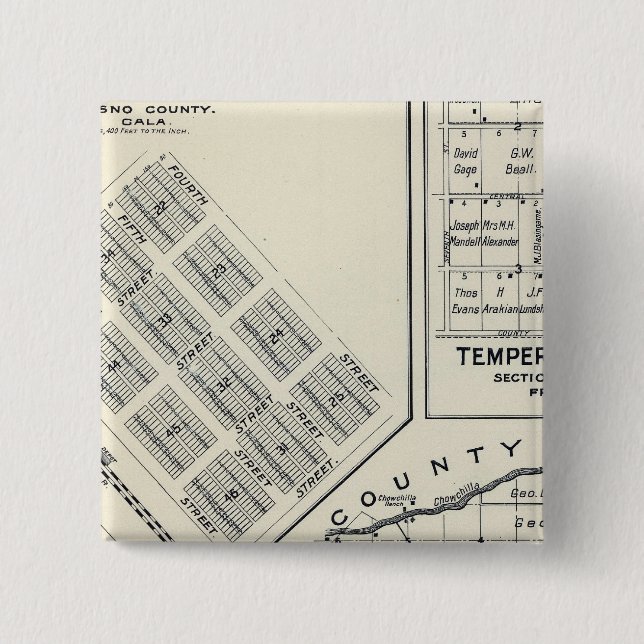 Bóton Quadrado 5.08cm Condado de Madera, Califórnia 3 (Frente)