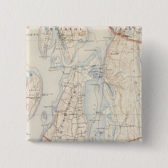 Bóton Quadrado 5.08cm Condado de Newport, Ilha Rhode (Frente)