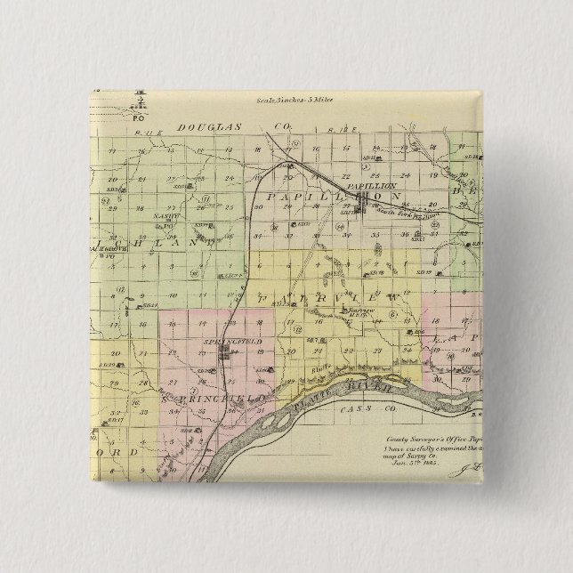 Bóton Quadrado 5.08cm Condado de Sarpy (Frente)