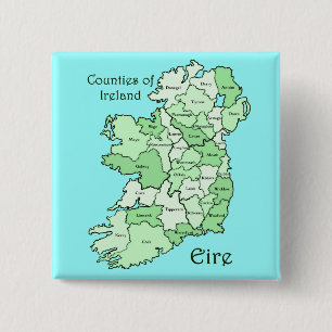 Bóton Quadrado 5.08cm Condados do mapa de Ireland