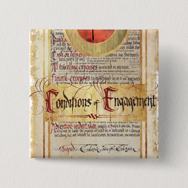 Bóton Quadrado 5.08cm Condições de Noivado (Frente)