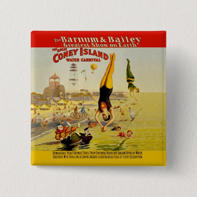 Bóton Quadrado 5.08cm Coney Island Sideshow Poster (Frente)