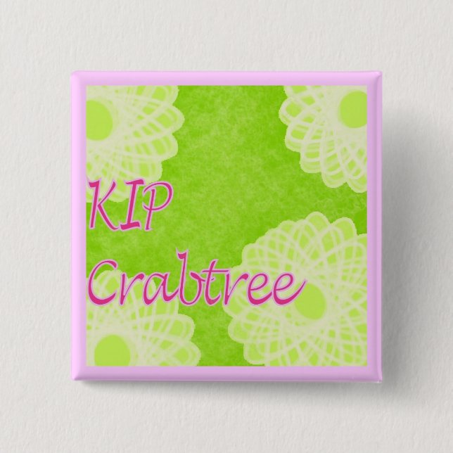 Bóton Quadrado 5.08cm Confecção de malhas de Crabtree do KIP (Frente)