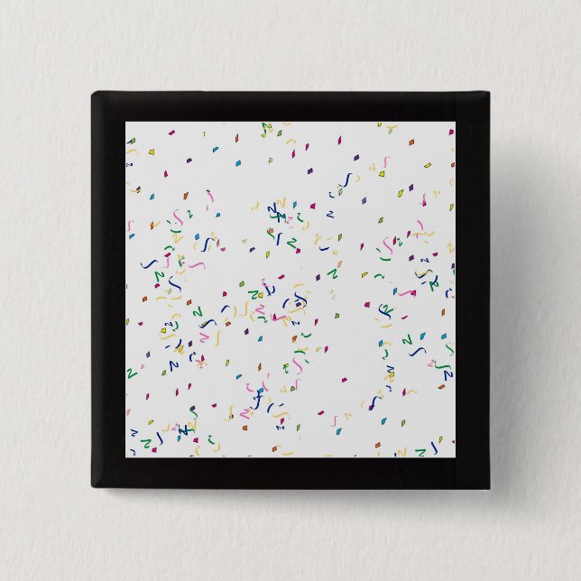 Bóton Quadrado 5.08cm Confetti White Background (Frente)