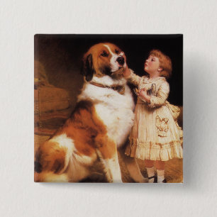 Bóton Quadrado 5.08cm Confiança de Charles Burton Barber, Cão São Bernar