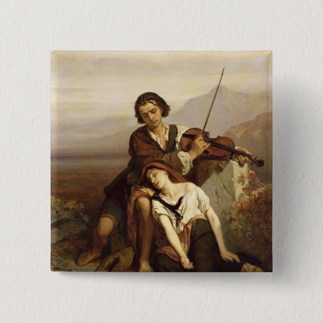 Bóton Quadrado 5.08cm Conforto no sofrimento, c.1852 (Frente)