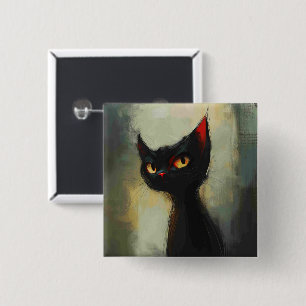 Bóton Quadrado 5.08cm Conhecendo o Gato Ninja Preto