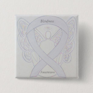 Bóton Quadrado 5.08cm Consciência da cegueira Angel White Ribbon Art Pi