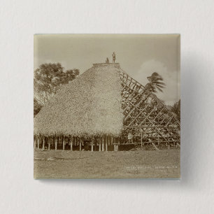 Bóton Quadrado 5.08cm Construção de casa em Samoa, c.1875 (foto do