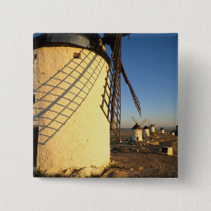 Bóton Quadrado 5.08cm Consuegra, La Mancha, Espanha, moinhos de vento e