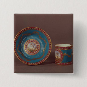 Bóton Quadrado 5.08cm Copo de café do celeste do azul de Sevres e pires,