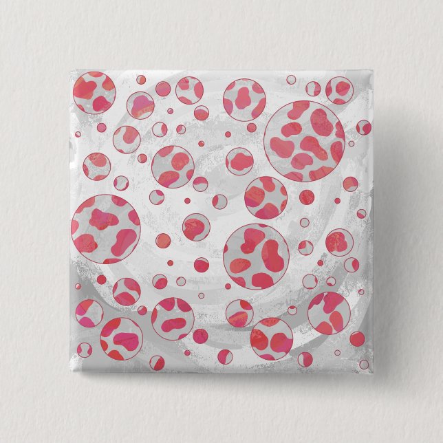 Bóton Quadrado 5.08cm Cor-de-rosa e branco Dalmáticos com Monograma (Frente)