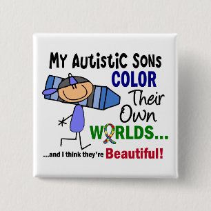 Bóton Quadrado 5.08cm COR do autismo SEUS PRÓPRIOS filhos dos MUNDOS