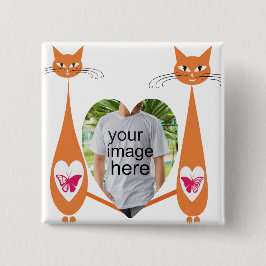 Bóton Quadrado 5.08cm Coração de Amor de Cat Editável - Design de texto